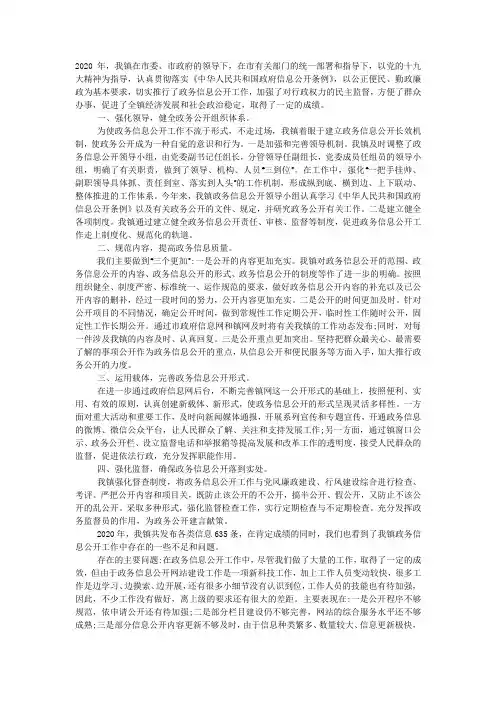 乡镇政务公开工作总结2020.docx