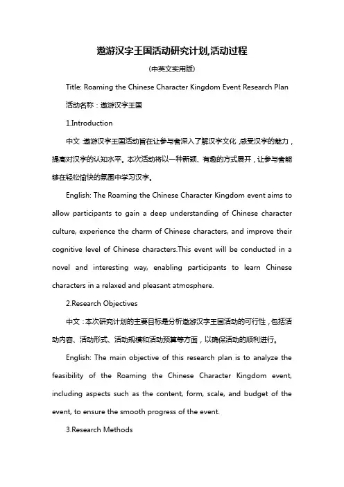 遨游汉字王国活动研究计划,活动过程