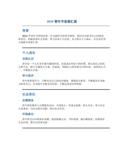 2024青年节思想汇报