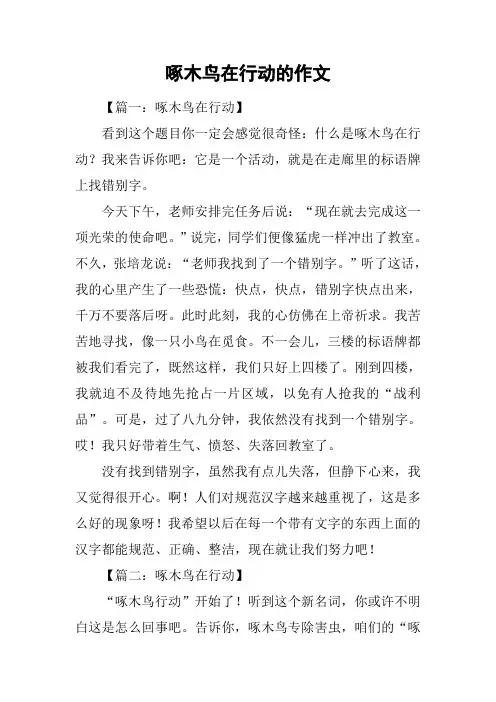 啄木鸟在行动的作文