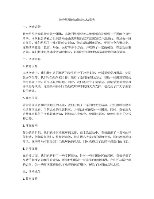 社会组织活动情况总结报告
