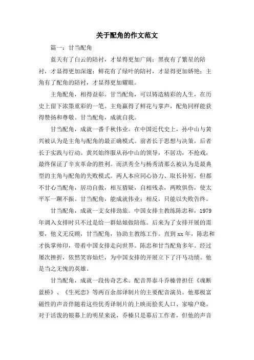 关于配角的作文范文