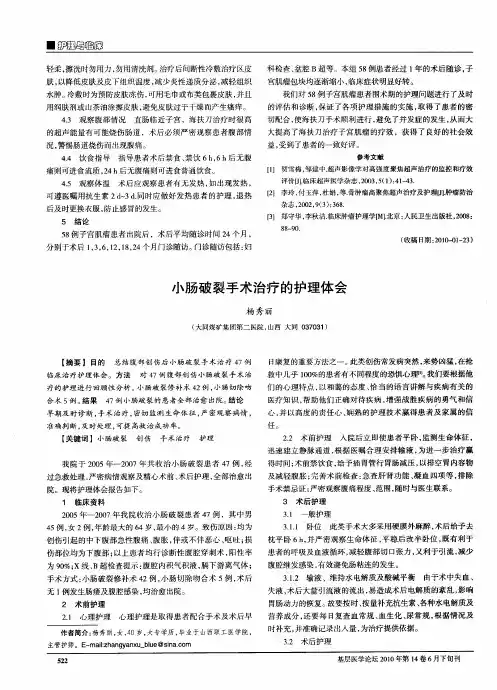 小肠破裂手术治疗的护理体会