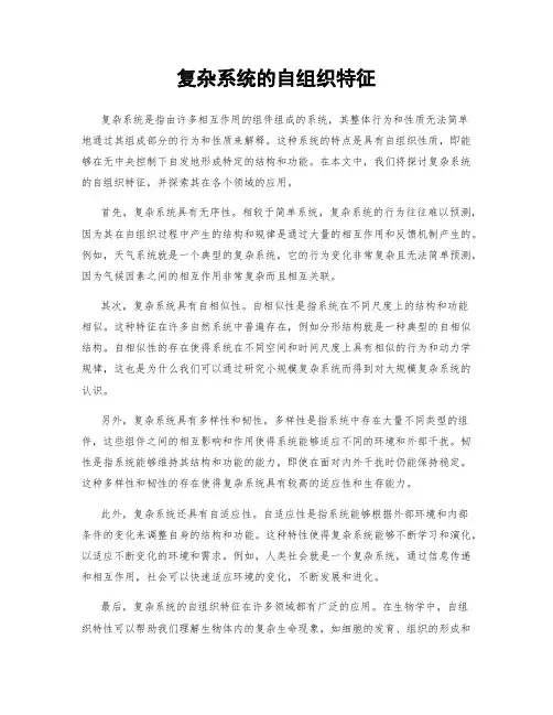 复杂系统的自组织特征