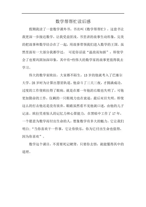 数学帮帮忙读后感
