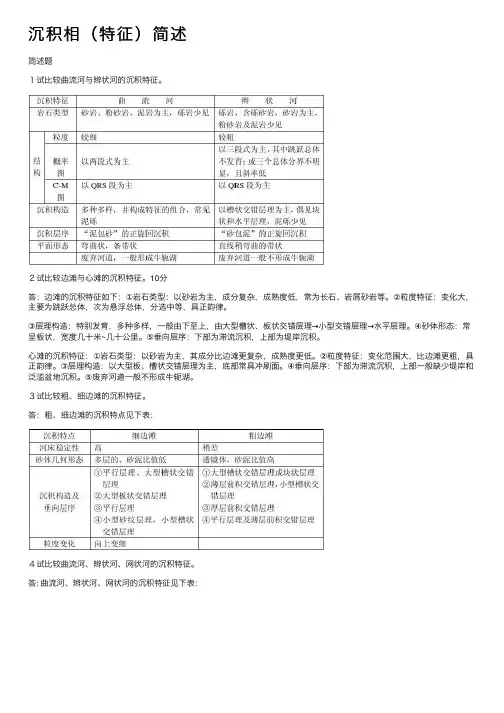 沉积相（特征）简述