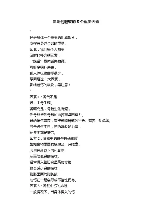 影响钙吸收的5个重要因素
