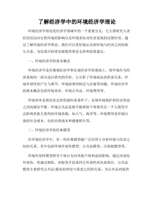 了解经济学中的环境经济学理论