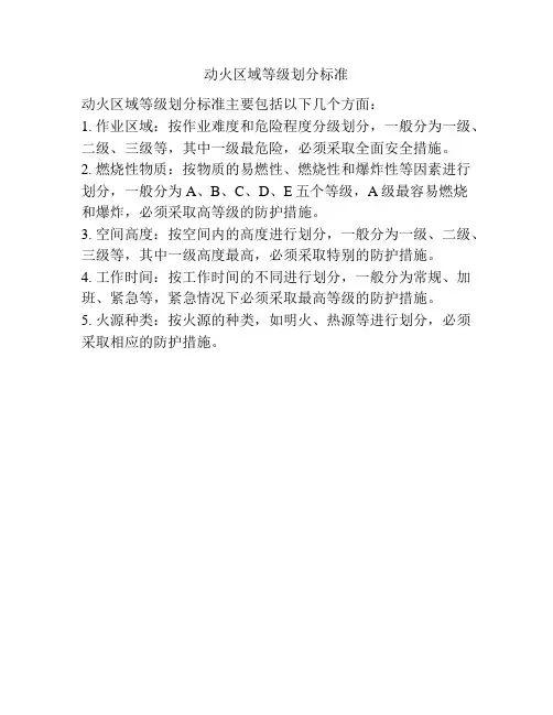 动火区域等级划分标准