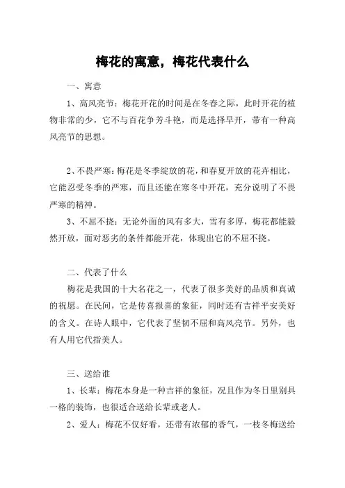 梅花的寓意,梅花代表什么