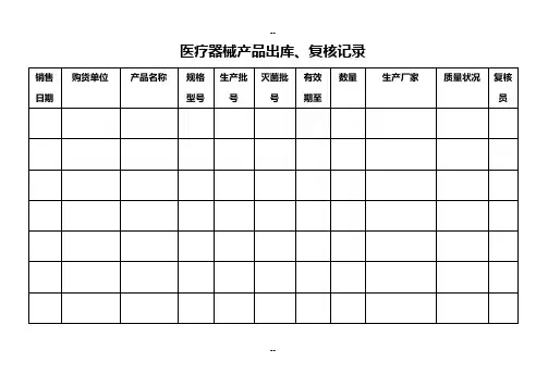 医疗器械质量管理记录表格(横表)