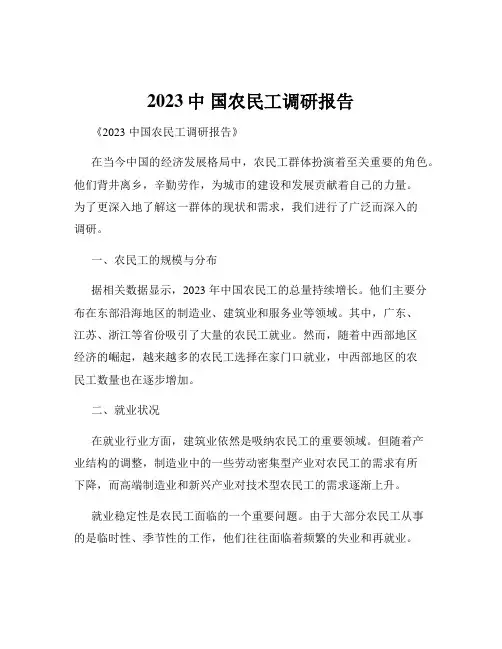 2023中 国农民工调研报告