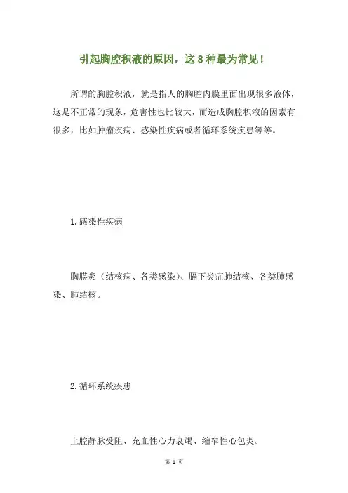 引起胸腔积液的原因,这8种最为常见!