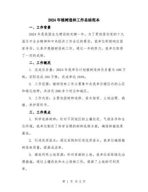 2024年植树造林工作总结范本