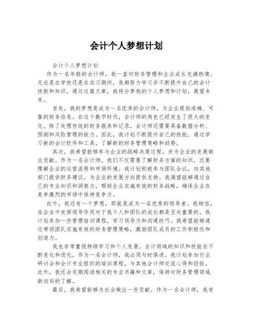 会计个人梦想计划
