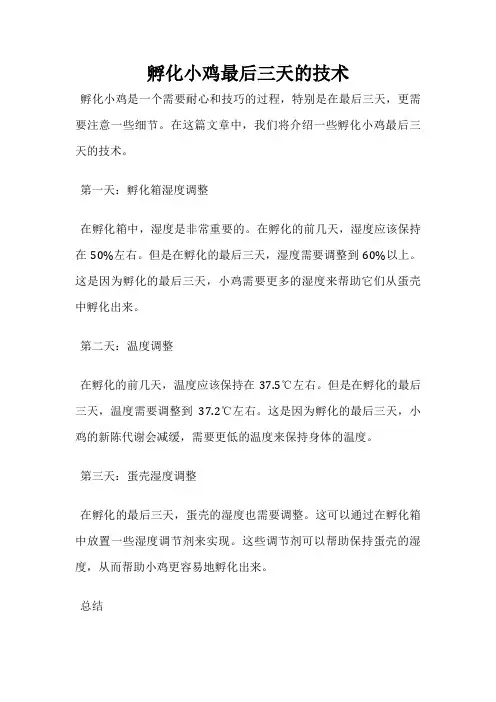 孵化小鸡最后三天的技术