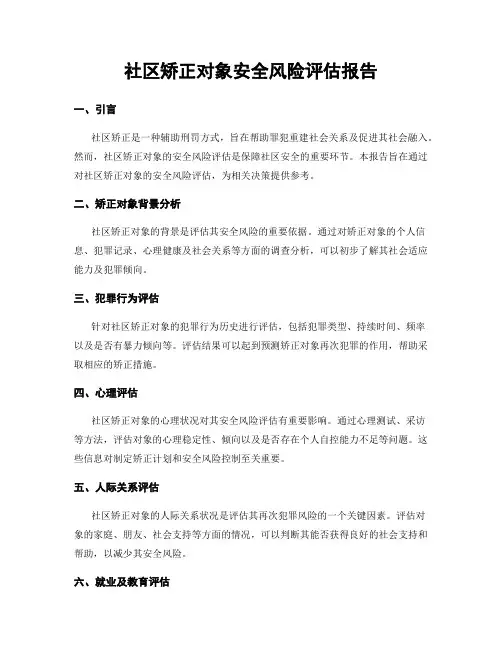 社区矫正对象安全风险评估报告