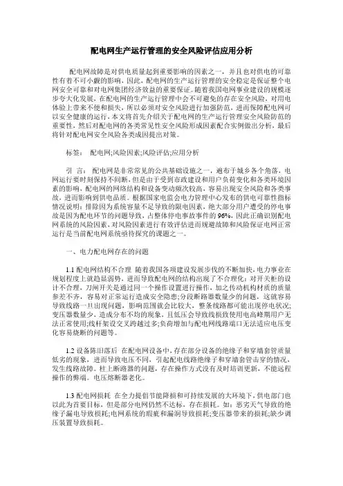 配电网生产运行管理的安全风险评估应用分析_0