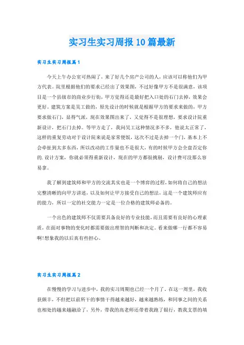 实习生实习周报10篇最新