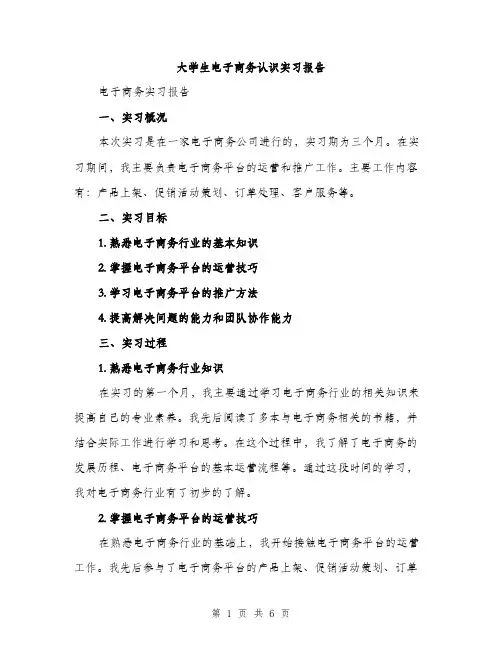 大学生电子商务认识实习报告（2篇）