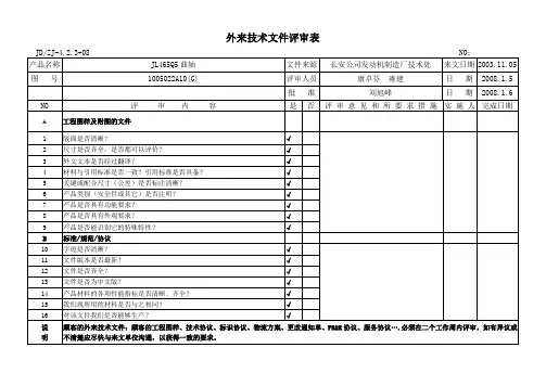 外来技术文件评审表
