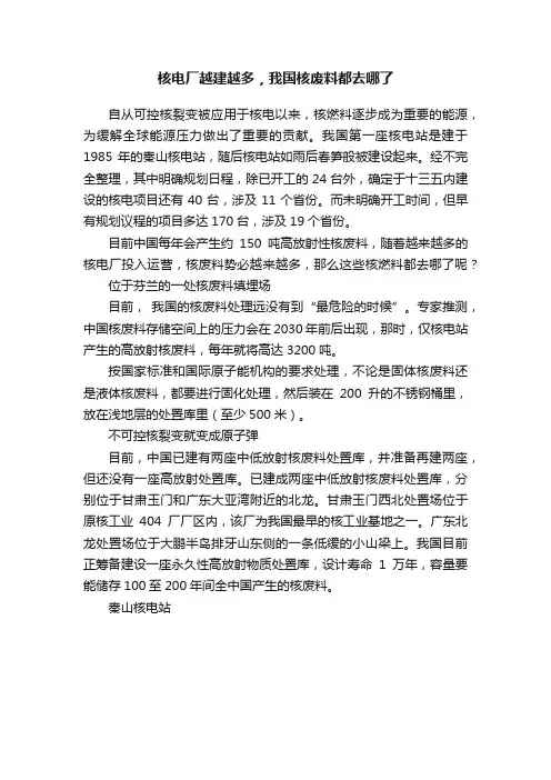 核电厂越建越多，我国核废料都去哪了