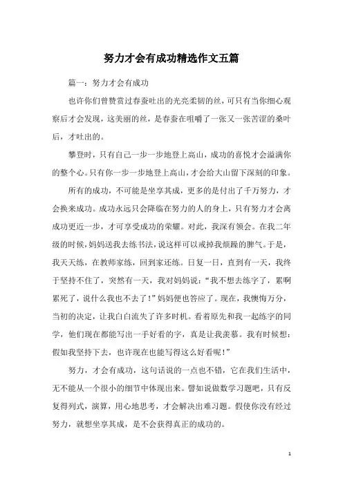 努力才会有成功精选作文五篇