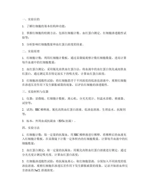 红细胞的检测实验报告