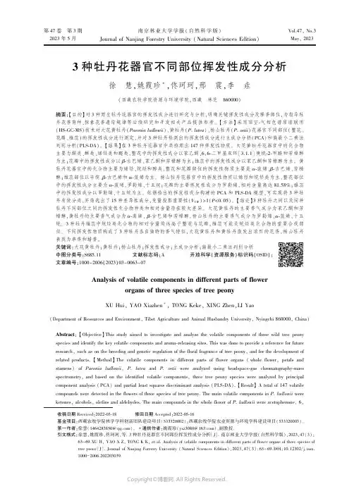 3_种牡丹花器官不同部位挥发性成分分析
