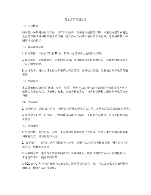 药水营销策划方案