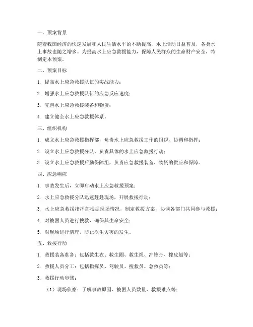 水上应急训练预案模板范文