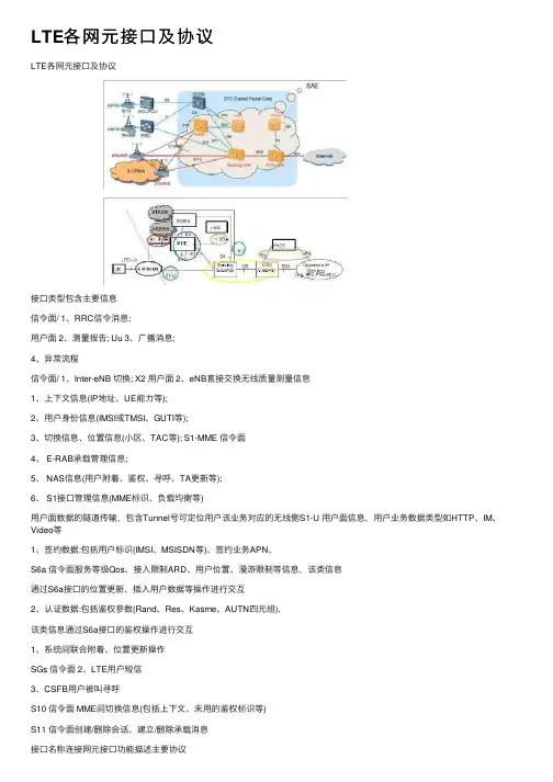 LTE各网元接口及协议