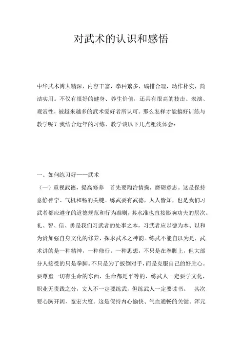 对武术的认识和感悟