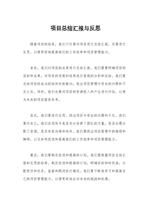 项目总结汇报与反思