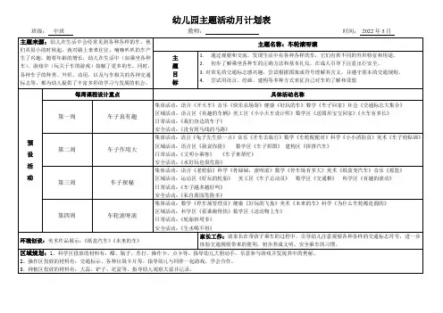 幼儿园中班《车轮滚呀滚》主题活动月计划表
