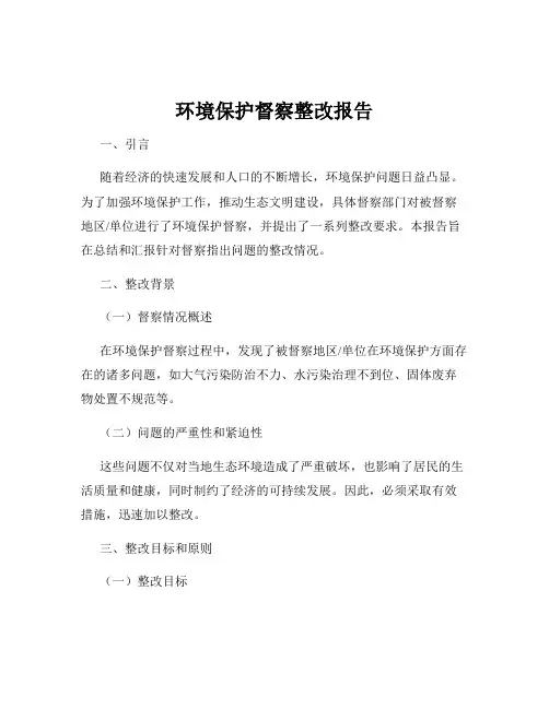 环境保护督察整改报告