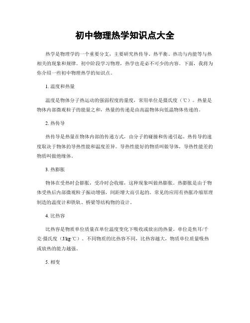 初中物理热学知识点大全
