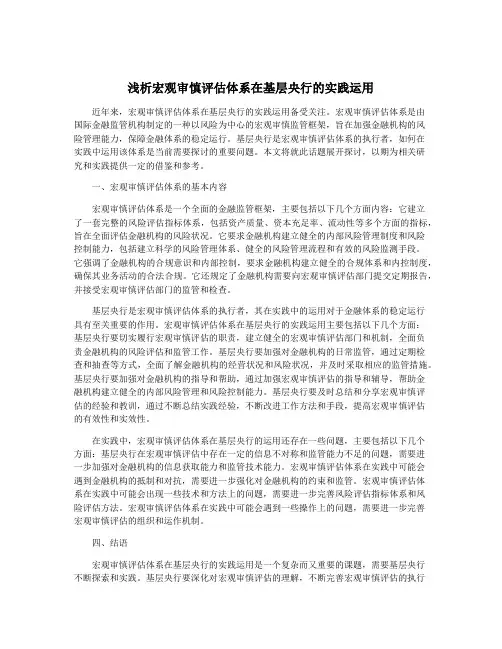 浅析宏观审慎评估体系在基层央行的实践运用