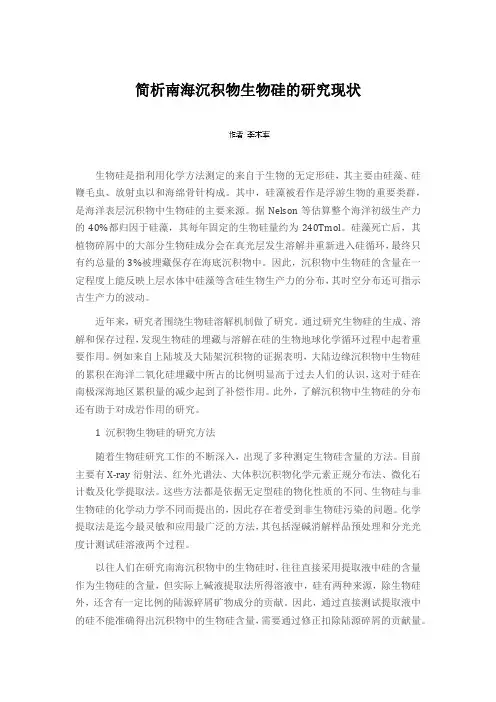 简析南海沉积物生物硅的研究现状