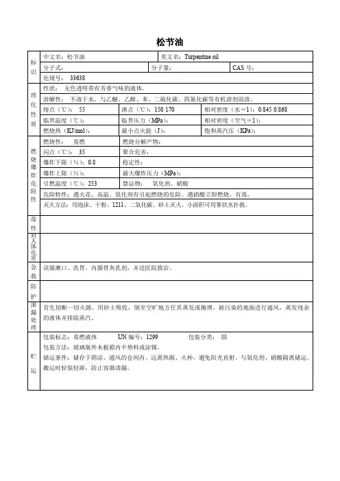松节油(危化品安全技术说明书)