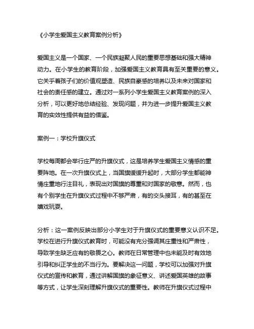 小学生爱国主义教育案例分析