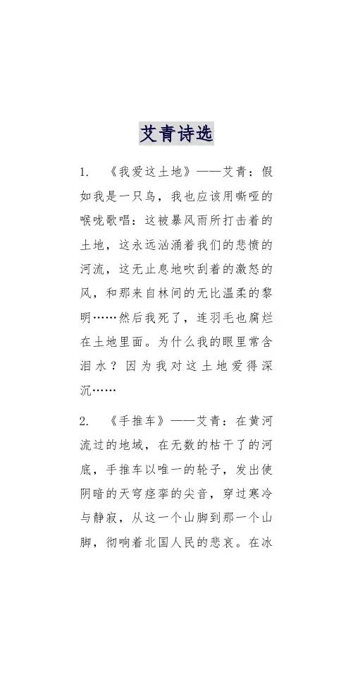 艾青诗选诗论