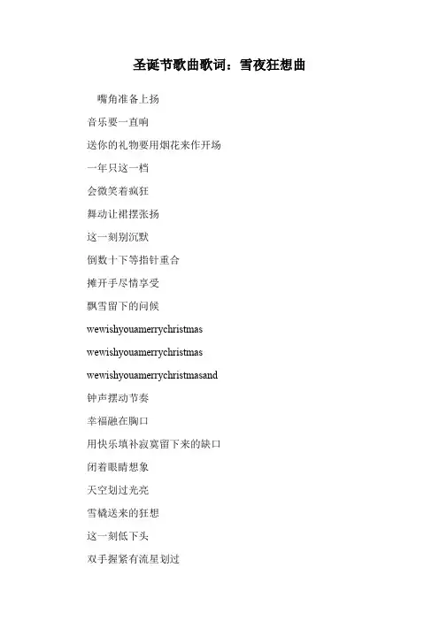圣诞节歌曲歌词：雪夜狂想曲.doc