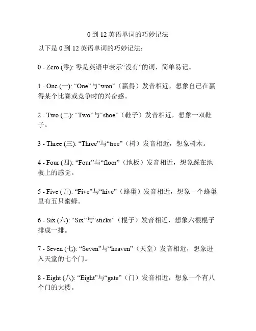 0到12英语单词的巧妙记法