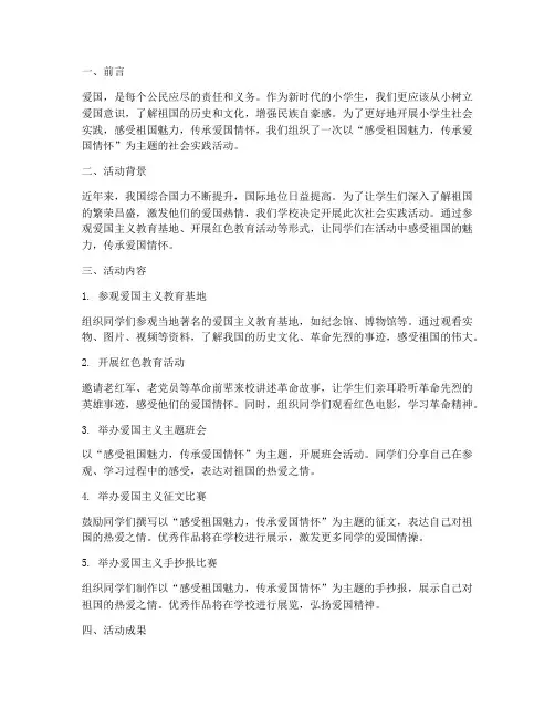 小学生社会实践爱国方面