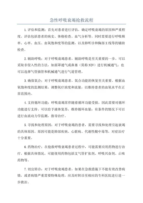 急性呼吸衰竭抢救流程