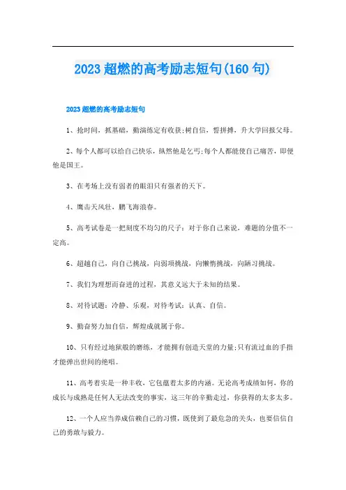 2023超燃的高考励志短句(160句)