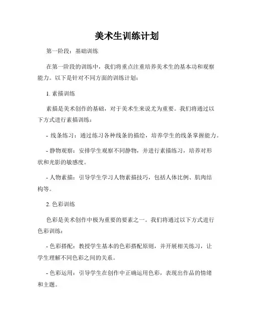 美术生训练计划