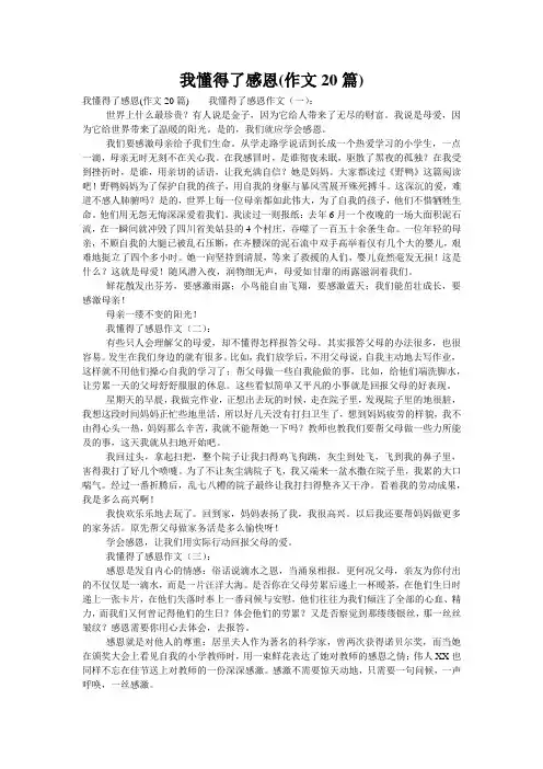 我懂得了感恩(作文20篇)