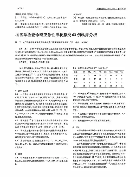 核医学检查诊断亚急性甲状腺炎63例临床分析